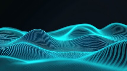 Poster - Abstract Teal Digital Waveform Landscape