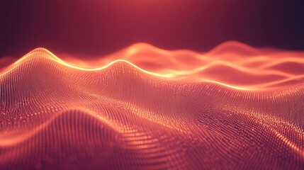 Fototapete - Abstract Orange Digital Wave Landscape