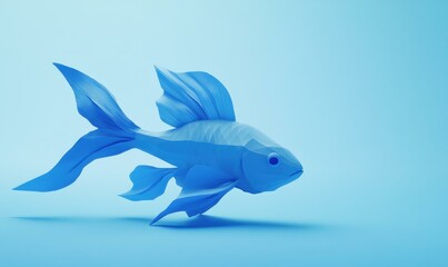 Poster - A stylized blue fish. AI.