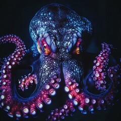 Poster - A vibrant octopus with iridescent skin. AI.