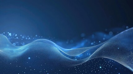 Fototapete - Abstract Blue Wave Digital Particle Background