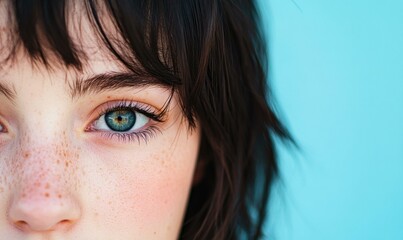 Canvas Print - Close-up of a person's eye and face. AI.