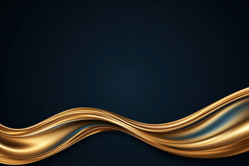 Poster - Elegant golden waves flowing gracefully over a dark background showcasing smooth texture