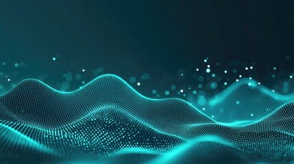 Fototapete - Abstract Teal Digital Wave Pattern Background