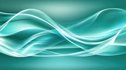 Poster - Abstract Teal Waves Flowing Smoothly