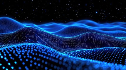 Poster - Abstract Blue Lightscape Celestial Wave Pattern