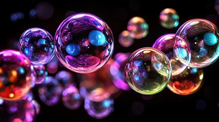 Poster - Cosmic Bubbles Reflecting Nebulae In Dark Space