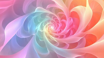Poster - Pastel Swirls Create Abstract Floral Spiral Design