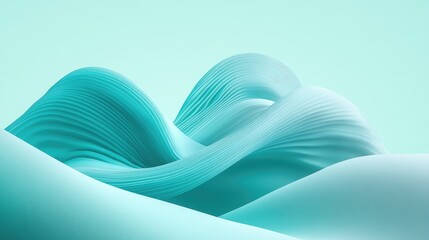 Poster - Abstract Aqua Blue Wavy Forms Design