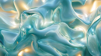 Poster - Abstract Teal and Gold Liquid Flowing Forms