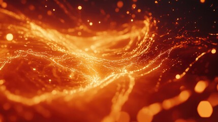 Poster - Abstract Orange Light Particle Wave Background