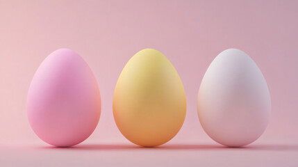 Poster - Pink, yellow and white easter eggs standing on a matching pink background creating a festive holiday scene
