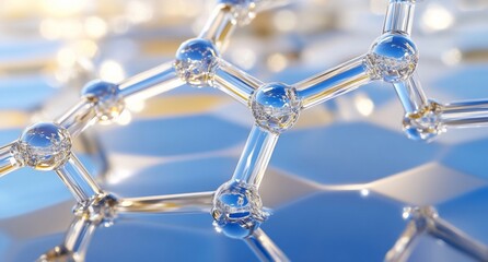Poster - Close-up of a molecular structure with transparent spherical bonds.