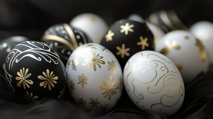 Aufkleber - Luxurious spring display featuring elegant easter eggs with gold floral patterns