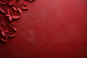 Poster - Decorative red background with floral elements ideal for craft projects and designs