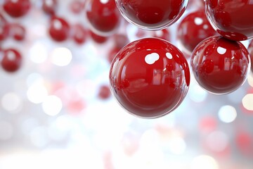 Poster - Abstract red spheres floating in a bright, blurred background.