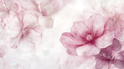 Canvas Print - Delicate pink flowers on a soft, blurred background.