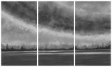 Triptych, abstract landscape painting - digital painting
