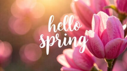 Aufkleber - A close-up of pink magnolia flowers with a 