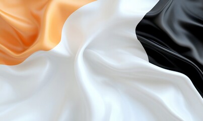 Poster - A close-up of a wrinkled flag featuring orange, white, and black colors.