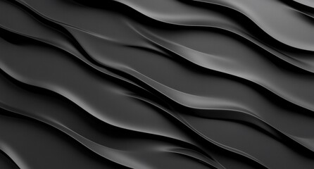 Poster - Abstract black wavy texture creating a modern, sleek visual effect.