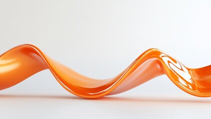 Poster - A smooth, wavy orange ribbon-like object on a light background.