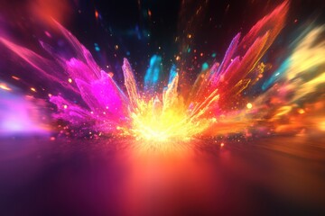 Aufkleber - Vibrant color explosion creates a dynamic space for text or design elements in a captivating backdrop. Generative AI