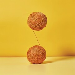 Poster - Fibers Balancing on a Standard Scale Against a Yellow Background. Generative AI