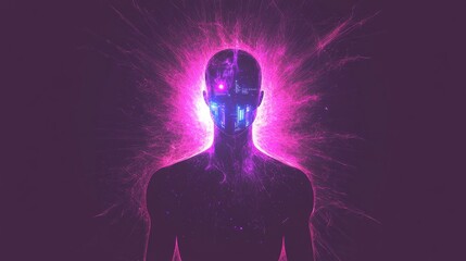 Poster - Futuristic AI Interaction with Data Visualization