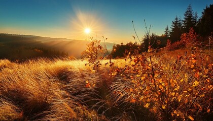 Poster - sunset in the mountains