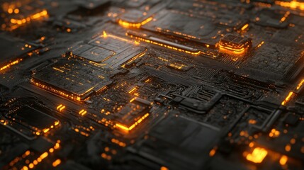 Poster - Futuristic Technology Background with Glowing Effects