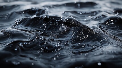 Poster - Dynamic water surface ocean waves high-resolution textures dark environment close-up view fluidity concept