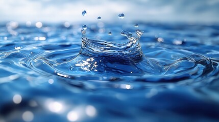 Poster - Water splashing impact nature high-resolution fluid ripple effect outdoor close-up dynamic texture