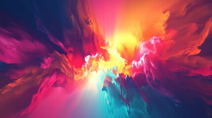 Poster - Vibrant color explosion creating dynamic abstract patterns with space for text placement. Generative AI