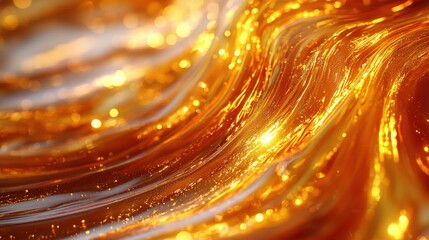 Poster - Dynamic golden fluid overlay texture digital art high-resolution background glossy environment abstract viewpoint