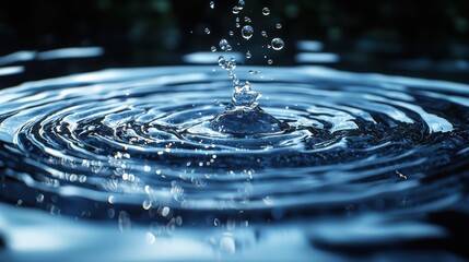 Poster - Dynamic water droplet action nature high-resolution image ripple effect close-up fluid overlay concept