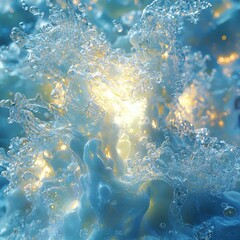 Poster - Dynamic fluid overlay action abstract water scene high-resolution visuals serene environment close-up viewpoint translucent concept