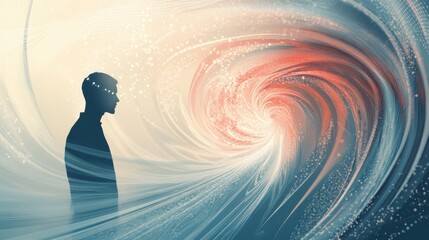 Aufkleber - Embracing the whirlwind of solitude in a world of swirling emotions and abstract connections. Generative AI
