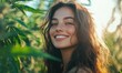 © Jam - A woman enjoys the benefits of hemp surrounded by lush plants during golden hour, highlighting natural beauty and wellness
