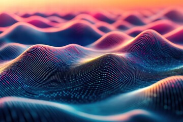 Poster - digital waves create an abstract landscape with vibrant colors and smooth contours