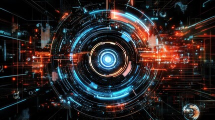Leinwandbilder - Vibrant Abstract Technology Design with High-Tech Elements