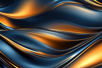 Poster - Glossy abstract waves create a dynamic flow of colors and textures in a striking composition. Generative AI