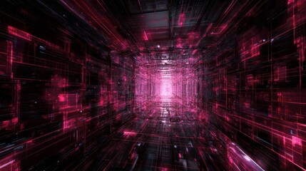 Poster - Abstract Digital Tunnel with Bright Colors and Textures