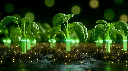 Poster - Innovative Agricultural Technology, showcasing advanced sensors designed for precise crop monitoring and enhancing agricultural productivity.