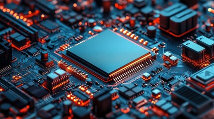 Poster - Vibrant Circuit Board with Clean Lines and Engaging Detail
