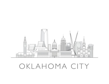 Oklahoma City cityscape illustration skyline drawing