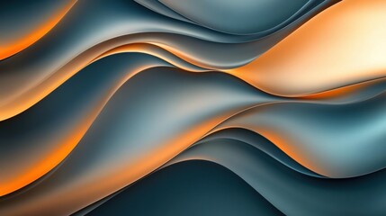 Aufkleber - Glossy waves of blue and orange flow seamlessly to create a stunning abstract design in modern art. Generative AI