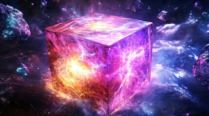 Wall Mural - Cosmic Cube Nebula Energy Space Galaxy Power Mystical Artifact
