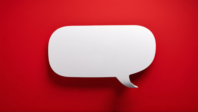 white dialog cloud under text on red background