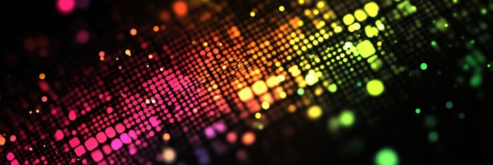 Leinwandbilder - Vibrant glowing mosaic with pixelated elements creates a captivating abstract pattern in vivid colors. Generative AI